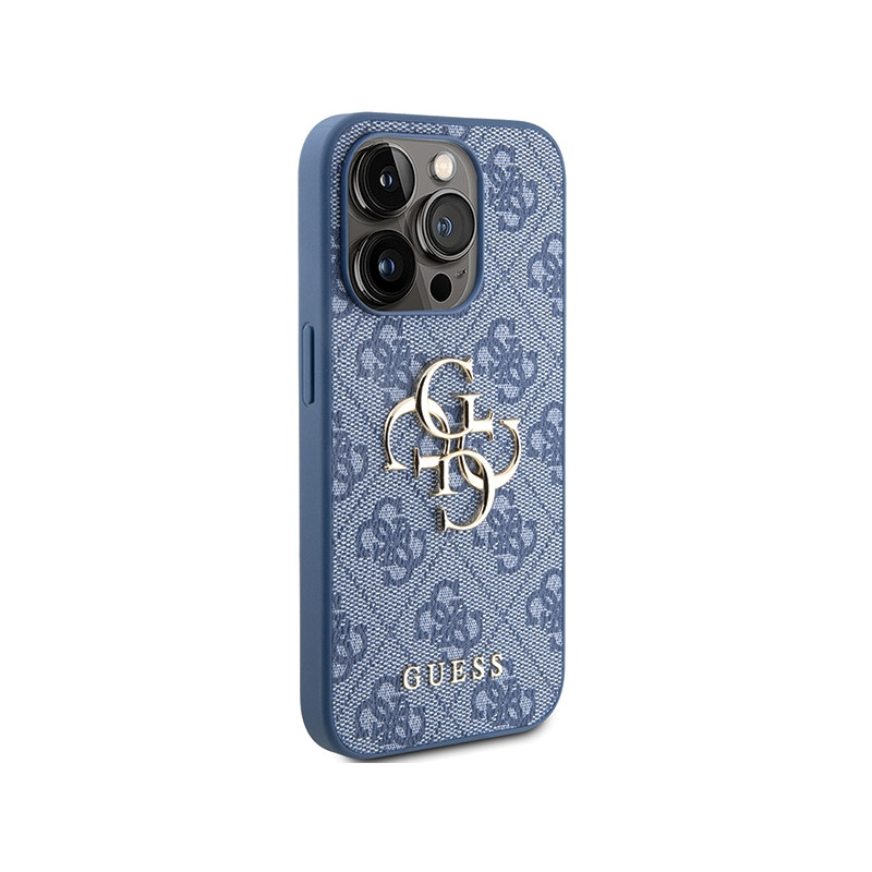 Etui Guess 4G Big Metal Logo na iPhone 15 Pro - niebieskie