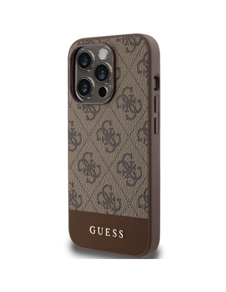 Etui Guess 4G Stripe Collection na iPhone 15 Pro - brązowe Etui Guess 4G Stripe Collection na iPhone 15 Pro - brązowe