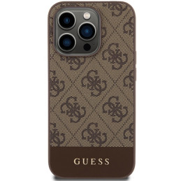 Etui Guess 4G Stripe Collection na iPhone 15 Pro - brązowe