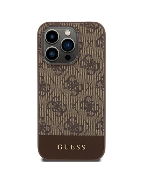 Etui Guess 4G Stripe Collection na iPhone 15 Pro - brązowe Etui Guess 4G Stripe Collection na iPhone 15 Pro - brązowe