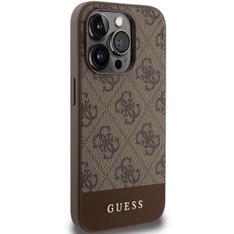 Etui Guess 4G Stripe Collection na iPhone 15 Pro - brązowe