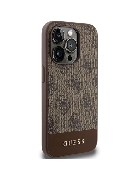 Etui Guess 4G Stripe Collection na iPhone 15 Pro - brązowe Etui Guess 4G Stripe Collection na iPhone 15 Pro - brązowe