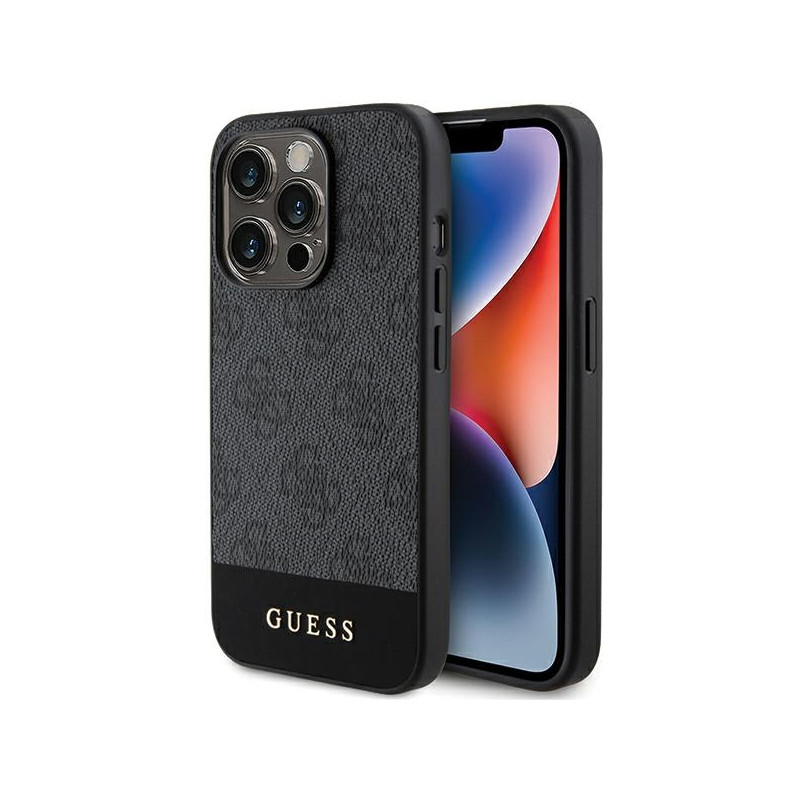 Etui Guess 4G Stripe Collection na iPhone 15 Pro - szare Etui Guess 4G Stripe Collection na iPhone 15 Pro - szare