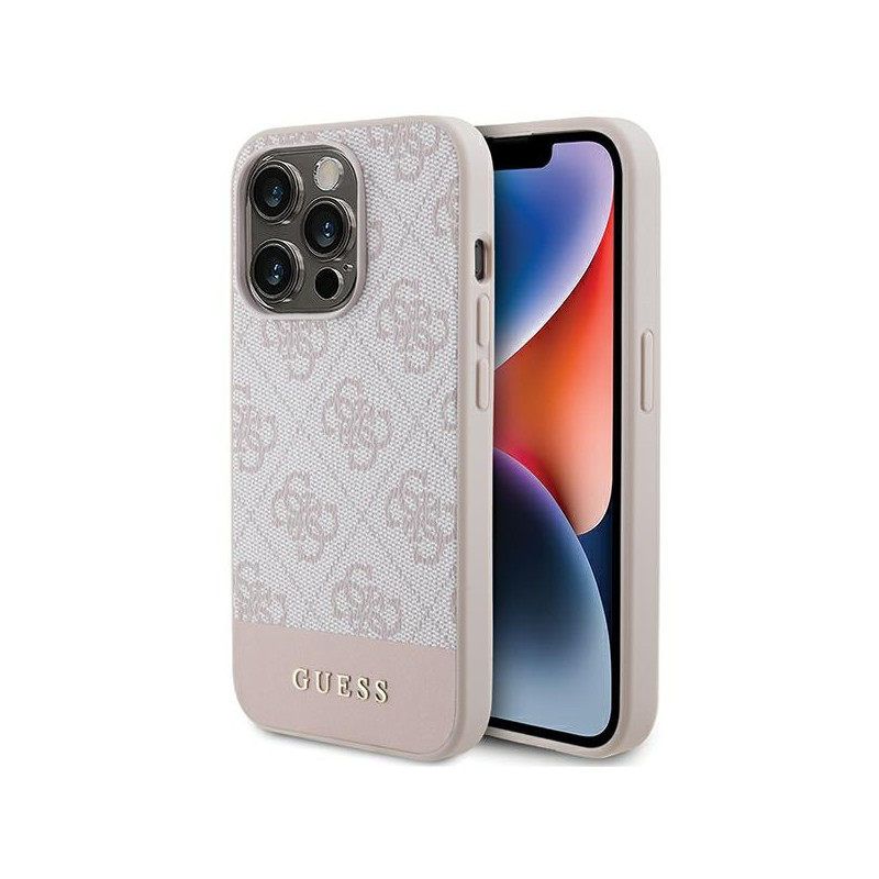 Etui Guess 4G Stripe Collection na iPhone 15 Pro - różowe Etui Guess 4G Stripe Collection na iPhone 15 Pro - różowe