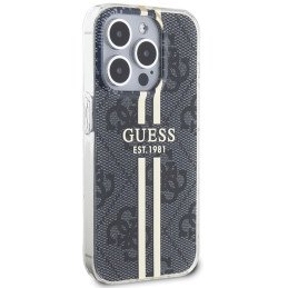 Etui Guess IML 4G Gold Stripe na iPhone 15 Pro - czarne