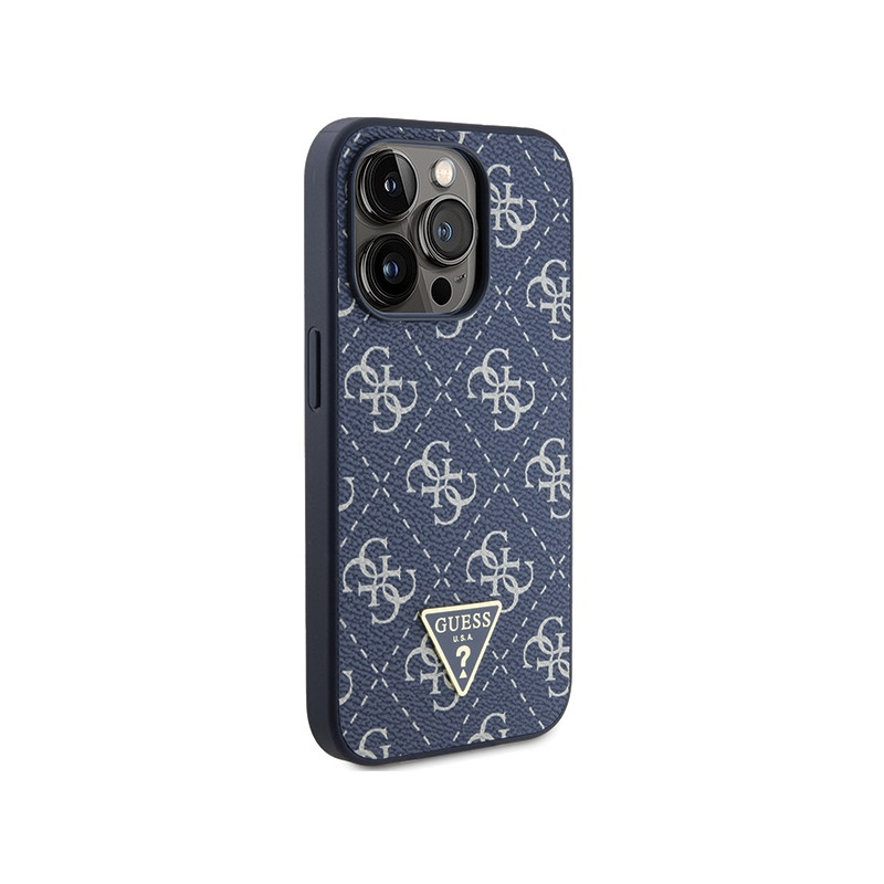Etui Guess 4G Triangle Metal Logo na iPhone 15 Pro - niebieskie