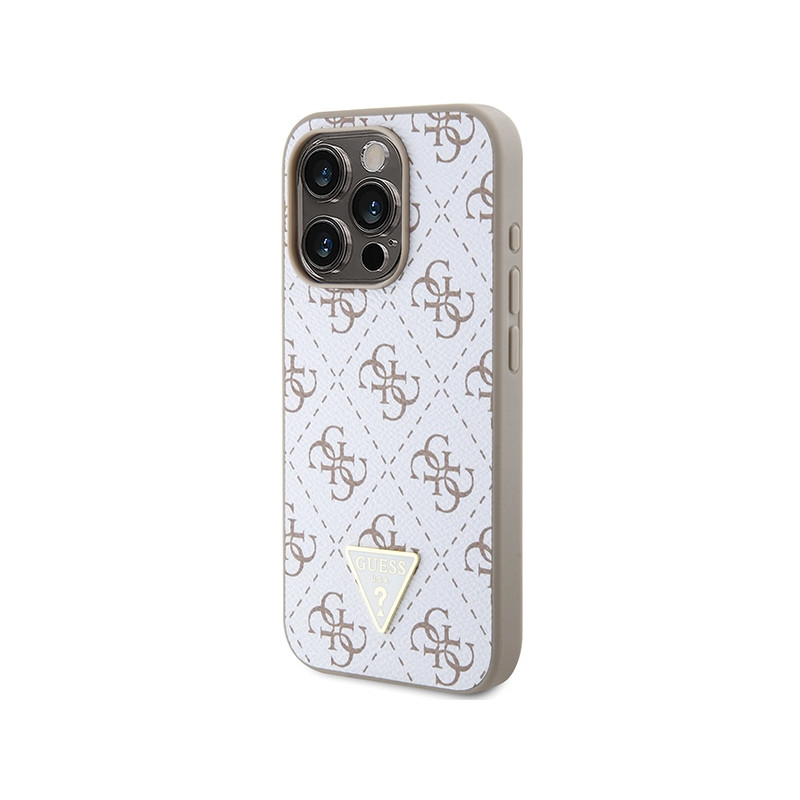 Etui Guess 4G Triangle Metal Logo na iPhone 15 Pro - białe