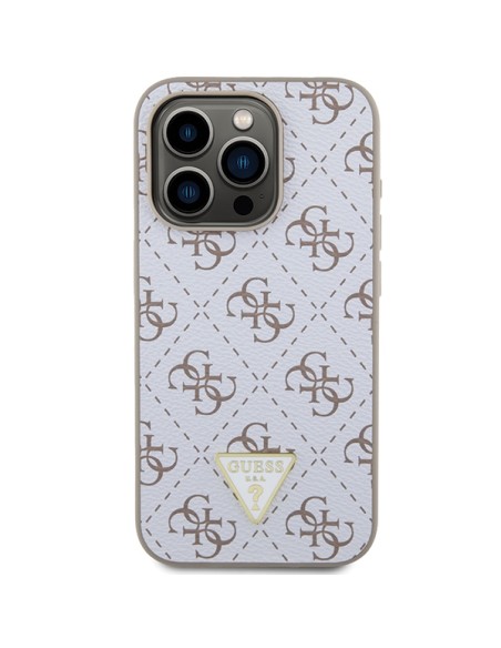 Etui Guess 4G Triangle Metal Logo na iPhone 15 Pro - białe Etui Guess 4G Triangle Metal Logo na iPhone 15 Pro - białe