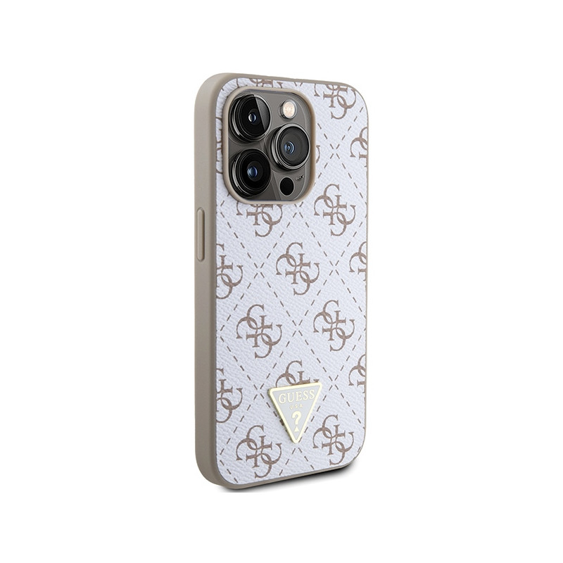 Etui Guess 4G Triangle Metal Logo na iPhone 15 Pro - białe
