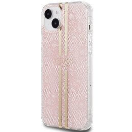 Etui Guess IML 4G Gold Stripe na iPhone 15 Plus / 14 Plus - różowe