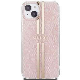 Etui Guess IML 4G Gold Stripe na iPhone 15 Plus / 14 Plus - różowe