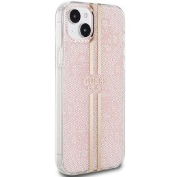 Etui Guess IML 4G Gold Stripe na iPhone 15 Plus / 14 Plus - różowe