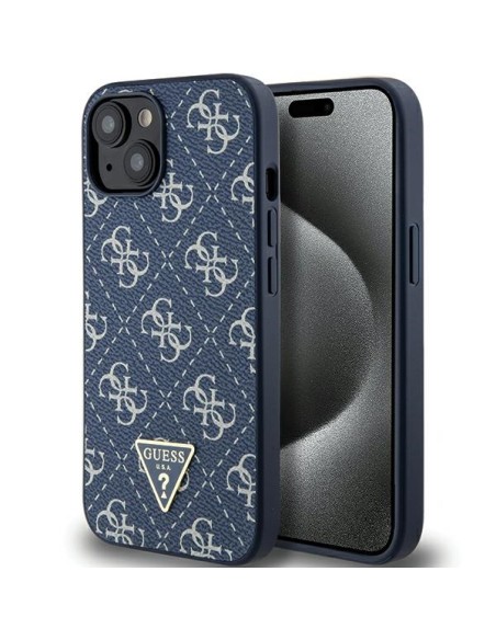 Etui Guess 4G Triangle Metal Logo na iPhone 15 Plus / 14 Plus - niebieskie