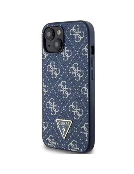 Etui Guess 4G Triangle Metal Logo na iPhone 15 Plus / 14 Plus - niebieskie