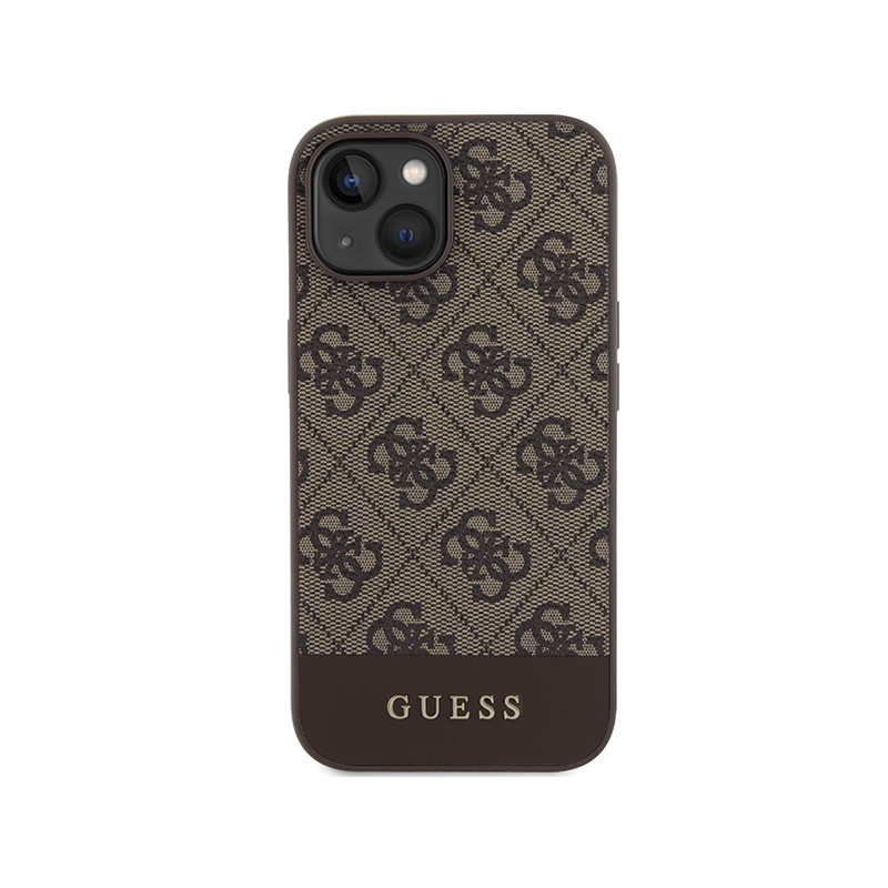 Etui Guess 4G Stripe Collection na iPhone 15 / 14 / 13 - brązowe
