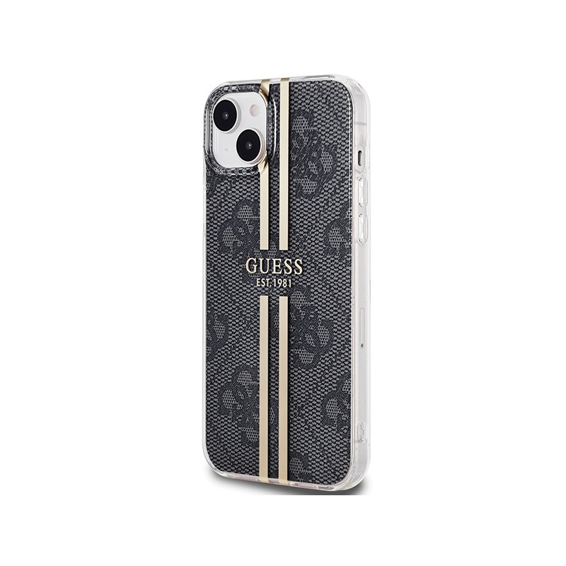 Etui Guess IML 4G Gold Stripe na iPhone 15 / 14 / 13 - czarne