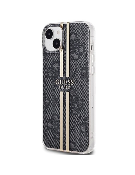 Etui Guess IML 4G Gold Stripe na iPhone 15 / 14 / 13 - czarne