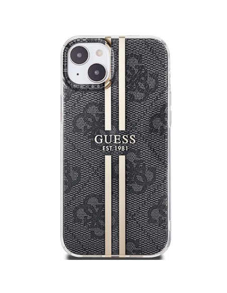 Etui Guess IML 4G Gold Stripe na iPhone 15 / 14 / 13 - czarne