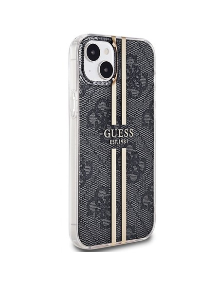 Etui Guess IML 4G Gold Stripe na iPhone 15 / 14 / 13 - czarne