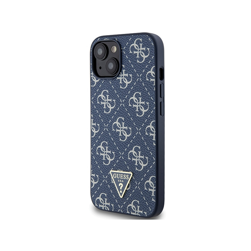 Etui Guess 4G Triangle Metal Logo na iPhone 15 / 14 / 13 - niebieskie