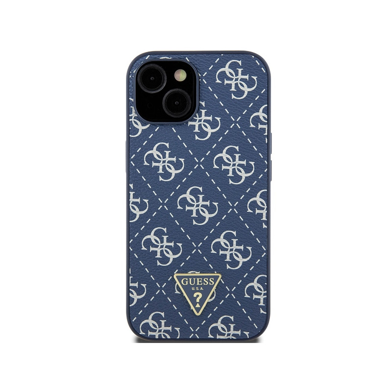 Etui Guess 4G Triangle Metal Logo na iPhone 15 / 14 / 13 - niebieskie