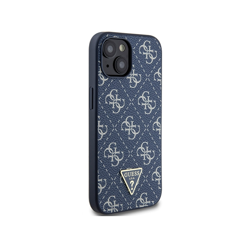 Etui Guess 4G Triangle Metal Logo na iPhone 15 / 14 / 13 - niebieskie