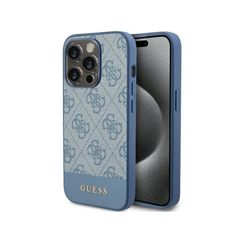 Etui Guess 4G Stripe Collection na iPhone 15 Pro Max - niebieskie Etui Guess 4G Stripe Collection na iPhone 15 Pro Max - niebieskie