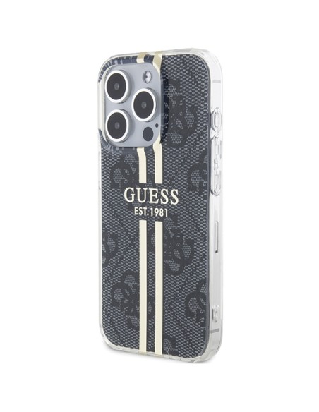 Etui Guess IML 4G Gold Stripe na iPhone 15 Pro Max - czarne Etui Guess IML 4G Gold Stripe na iPhone 15 Pro Max - czarne
