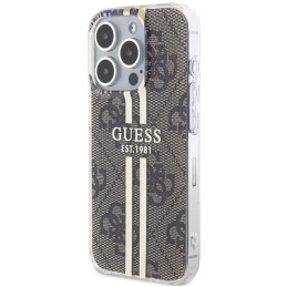 Etui Guess IML 4G Gold Stripe na iPhone 15 Pro Max - brązowe