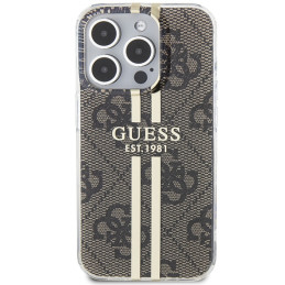 Etui Guess IML 4G Gold Stripe na iPhone 15 Pro Max - brązowe