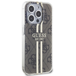 Etui Guess IML 4G Gold Stripe na iPhone 15 Pro Max - brązowe