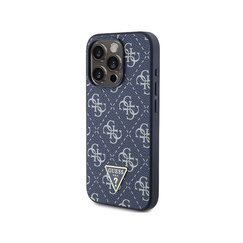 Etui Guess 4G Triangle Metal Logo na iPhone 15 Pro Max - niebieskie