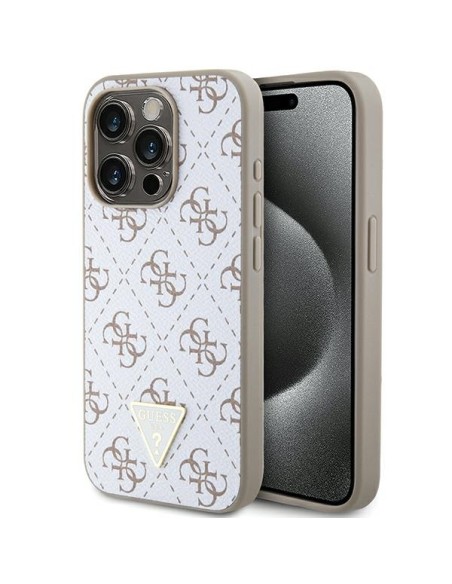 Etui Guess 4G Triangle Metal Logo na iPhone 15 Pro Max - białe Etui Guess 4G Triangle Metal Logo na iPhone 15 Pro Max - białe