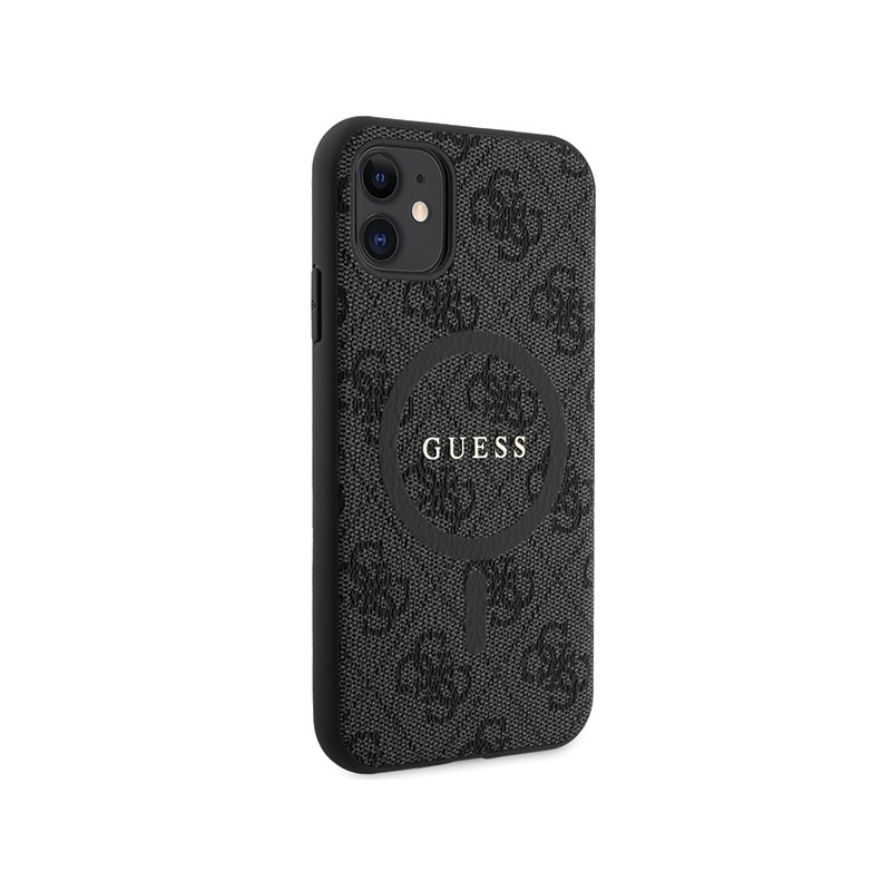 Etui Guess 4G Collection Leather Metal Logo MagSafe na iPhone 11 / XR - czarne