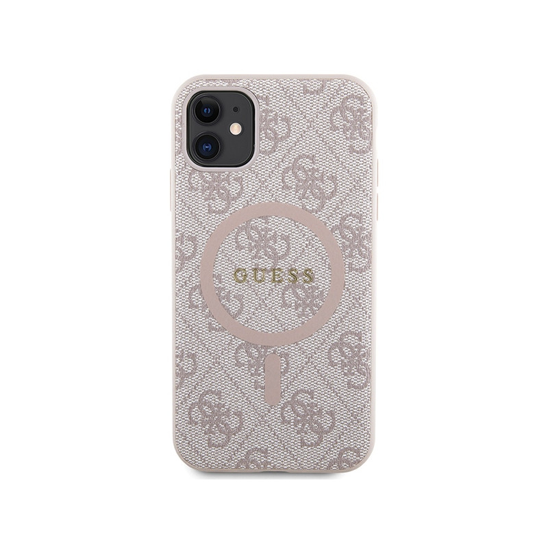 Etui Guess 4G Collection Leather Metal Logo MagSafe na iPhone 11 / XR - różowe