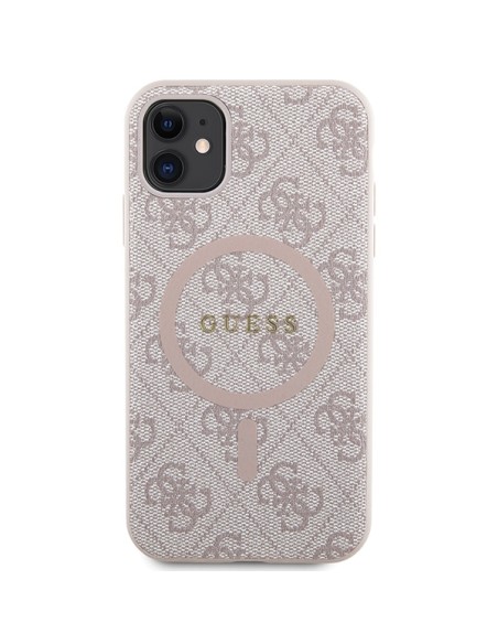 Etui Guess 4G Collection Leather Metal Logo MagSafe na iPhone 11 / XR - różowe Etui Guess 4G Collection Leather Metal Logo MagSafe na iPhone 11 / XR - różowe
