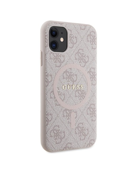 Etui Guess 4G Collection Leather Metal Logo MagSafe na iPhone 11 / XR - różowe Etui Guess 4G Collection Leather Metal Logo MagSafe na iPhone 11 / XR - różowe