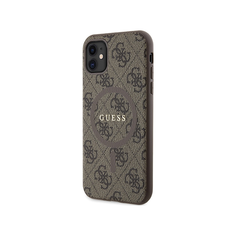 Etui Guess 4G Collection Leather Metal Logo MagSafe na iPhone 11 / XR - brązowe