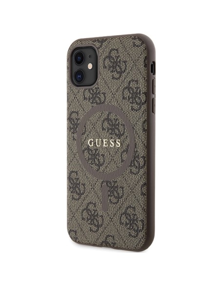 Etui Guess 4G Collection Leather Metal Logo MagSafe na iPhone 11 / XR - brązowe