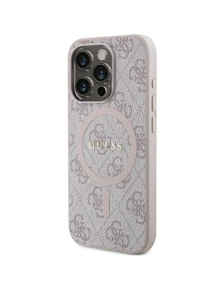 Etui Guess 4G Collection Leather Metal Logo MagSafe na iPhone 13 Pro / iPhone 13 - różowe Etui Guess 4G Collection Leather Metal Logo MagSafe na iPhone 13 Pro / iPhone 13 - różowe