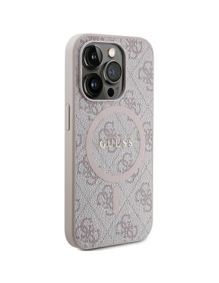 Etui Guess 4G Collection Leather Metal Logo MagSafe na iPhone 13 Pro / iPhone 13 - różowe Etui Guess 4G Collection Leather Metal Logo MagSafe na iPhone 13 Pro / iPhone 13 - różowe