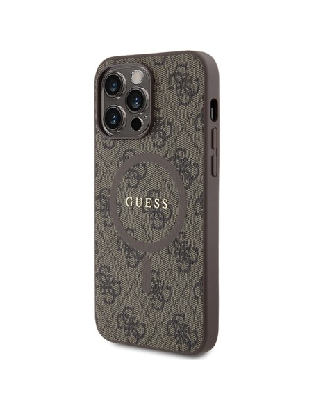 Etui Guess 4G Collection Leather Metal Logo MagSafe na iPhone 13 Pro / iPhone 13 - brązowe Etui Guess 4G Collection Leather Metal Logo MagSafe na iPhone 13 Pro / iPhone 13 - brązowe