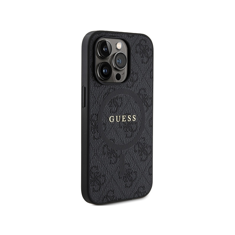 Etui Guess 4G Collection Leather Metal Logo MagSafe na iPhone 13 Pro Max - czarne