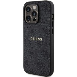 Etui Guess 4G Collection Leather Metal Logo MagSafe na iPhone 14 Pro - czarne