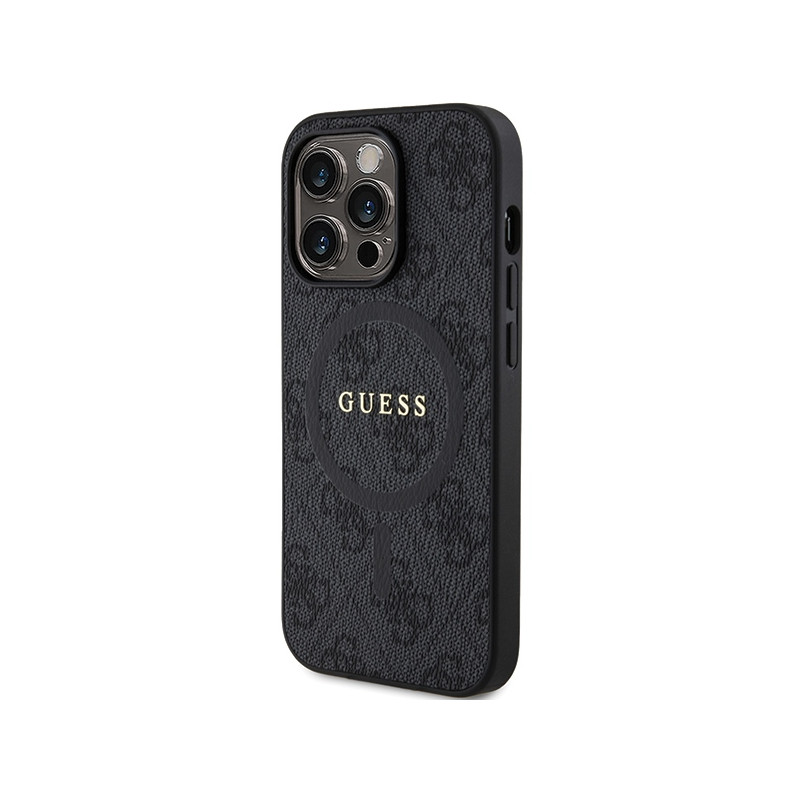 Etui Guess 4G Collection Leather Metal Logo MagSafe na iPhone 14 Pro - czarne