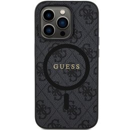 Etui Guess 4G Collection Leather Metal Logo MagSafe na iPhone 14 Pro - czarne