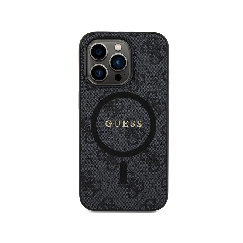 Etui Guess 4G Collection Leather Metal Logo MagSafe na iPhone 14 Pro - czarne