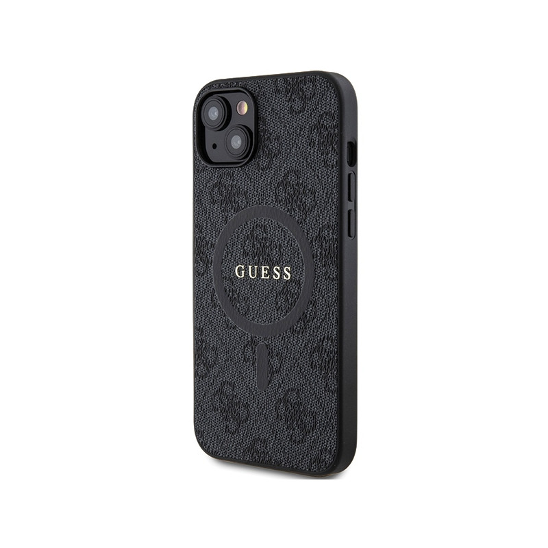 Etui Guess 4G Collection Leather Metal Logo MagSafe na iPhone 14 / 15 / 13 - czarne