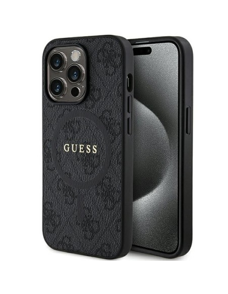 Etui Guess 4G Collection Leather Metal Logo MagSafe na iPhone 14 Pro Max - czarne