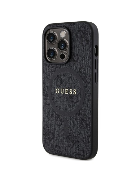 Etui Guess 4G Collection Leather Metal Logo MagSafe na iPhone 14 Pro Max - czarne